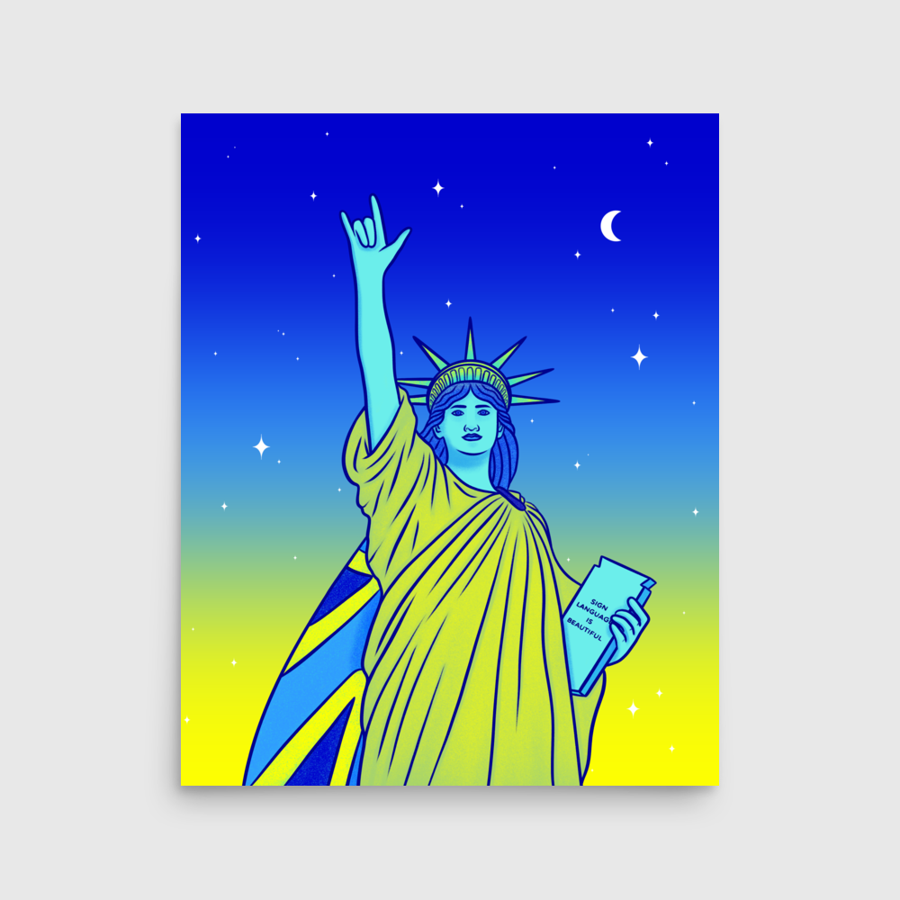 Poster - Statue de la Liberté : Je t'aime en Langue des Signes