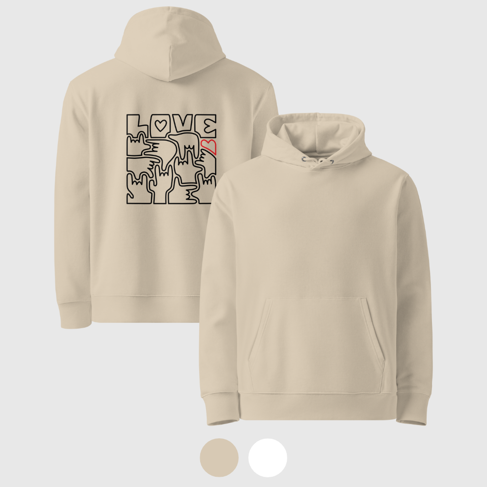 Sweat éco basique unisexe - LOVE en Langue des Signes (noir)