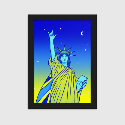 Poster en Papier Mat Encadré - Statue de la Liberté : Je t'aime en Langue des Signes