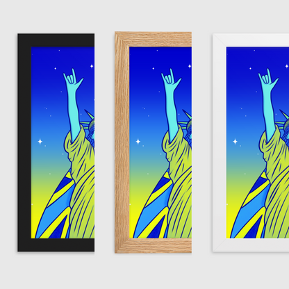 Poster en Papier Mat Encadré - Statue de la Liberté : Je t'aime en Langue des Signes