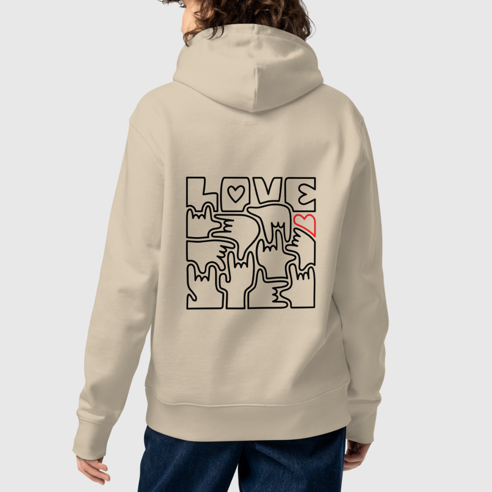 Sweat éco basique unisexe - Coeur et LOVE en Langue des Signes (noir)