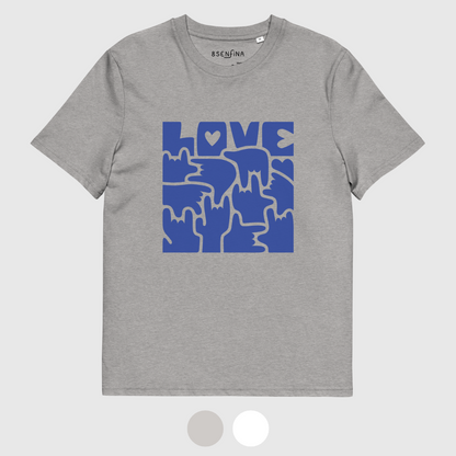 T-shirt unisexe en coton bio - LOVE en Langue des Signes (bleu)