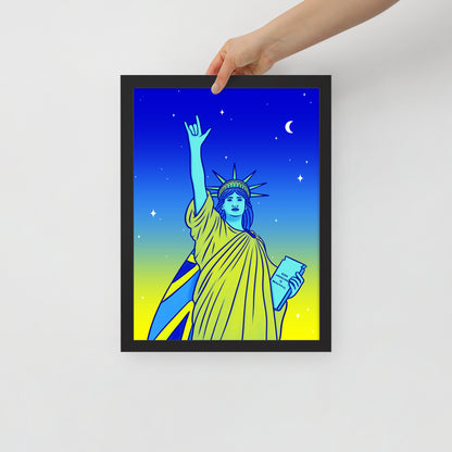 Poster en Papier Mat Encadré - Statue de la Liberté : Je t'aime en Langue des Signes