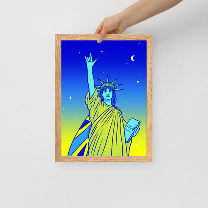 Poster en Papier Mat Encadré - Statue de la Liberté : Je t'aime en Langue des Signes