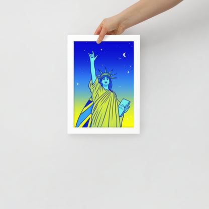 Poster en Papier Mat Encadré - Statue de la Liberté : Je t'aime en Langue des Signes